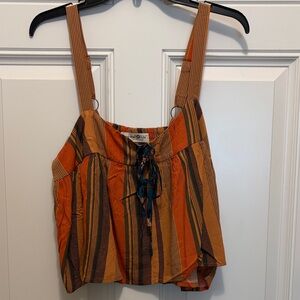 NATURAL LIFE Orange and Black Striped Camisole